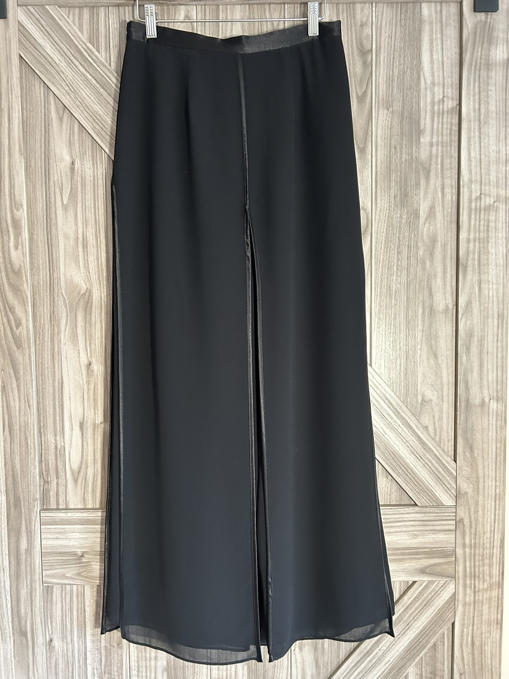 VTG 90s Satin Trim Chiffon Split Overlay Wide Leg Pants Size 6/8 Made in Canada